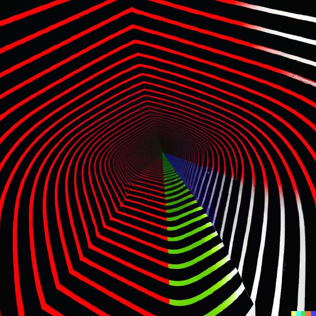 the discovery of gravity, digital art, op art